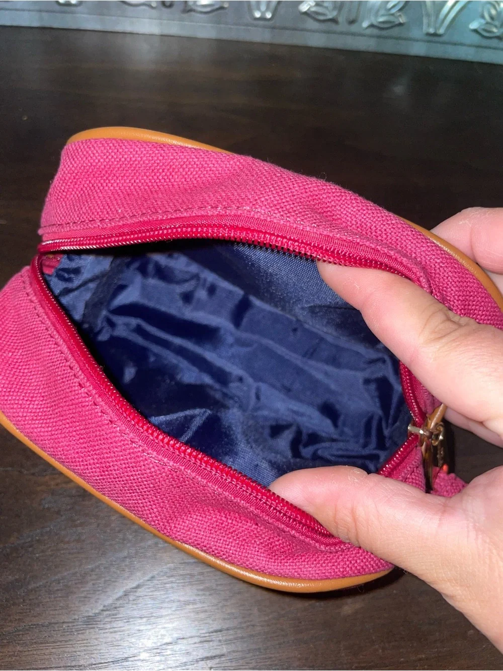 Spartina Pink Canvas Cosmetic travel Pouch with Gold Sailboat Embroidery